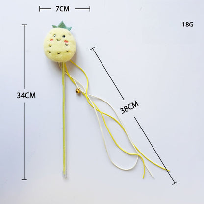 Moo - Cute Fruit with Bell Cat Teaser Wand Toy