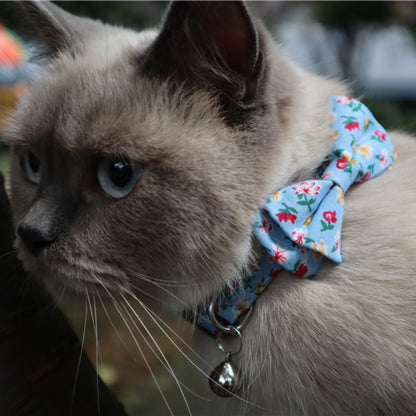 Mokka floral bowtie cat collar with bell view 13