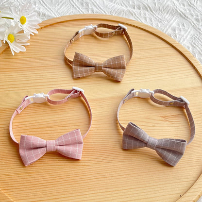 Mokka - British Plaid Bow Tie Cat Collar
