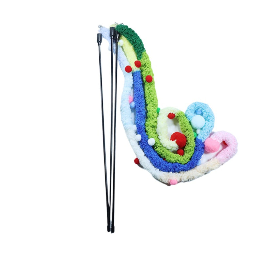Moo - Fuzzy Strip Pom-Pom Wand Cat Toy