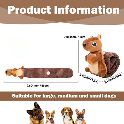 Petkin Squirrel Hide-and-Squeak dog toy showing squeaker feature inside