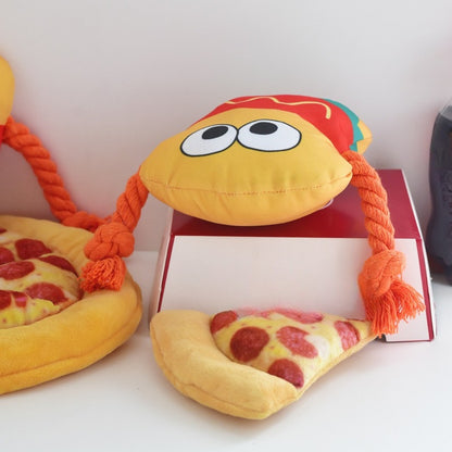 Petkin - Squeaky Burger Rope Toy for Dogs
