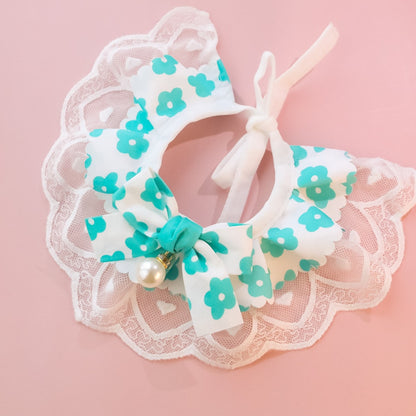 Mokka - Scalloped Lace Floral Bow Tie Cat Collar