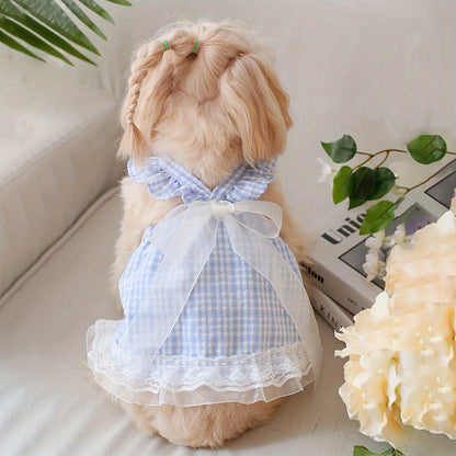 Ozzie - Ruffle Bow Accent Plaid Pet Dress