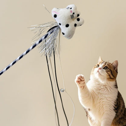 Moo - Playful Plush Cat Topper Teaser Wand Toy