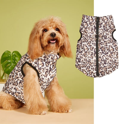 Ozzie - Leopard Print Contrast Trim Zip Dog Vest