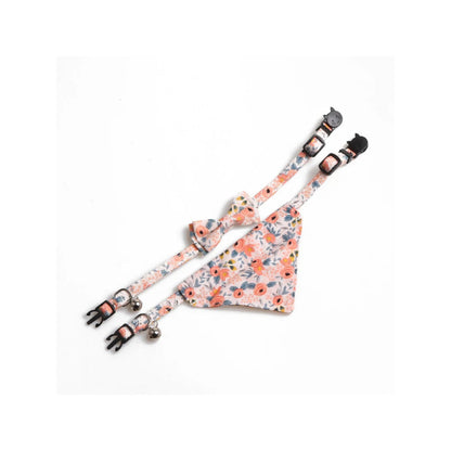 Mokka - Floral Print Panel Cat Collar Set