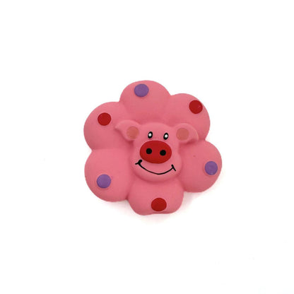 Petkin Flower Pig Squeaky Toy with visible squeaker inside