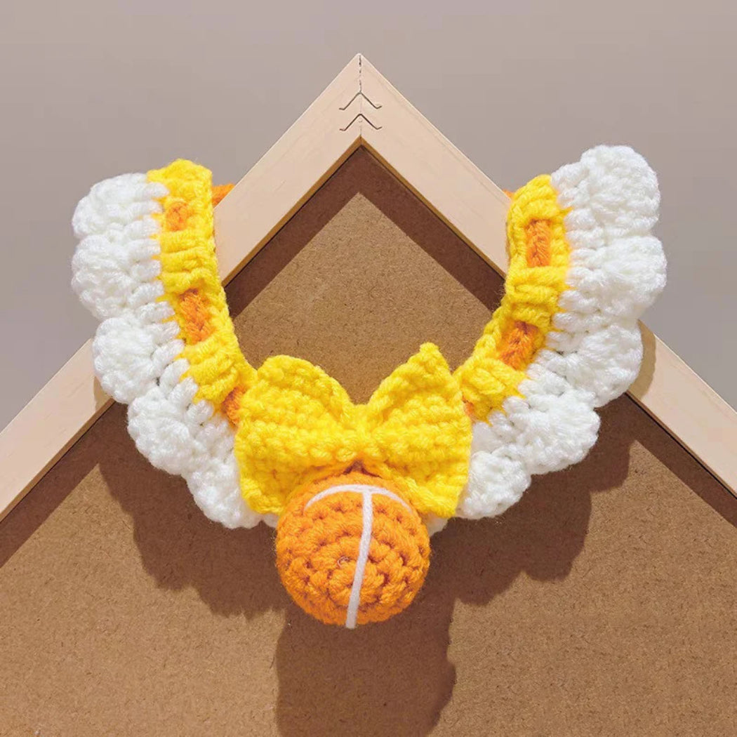 Mokka - Crochet Bow Ball Ruffle Pet Collar