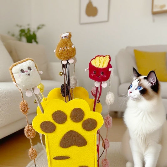 Moo - Playful Food Theme Plush Cat Wand Toy