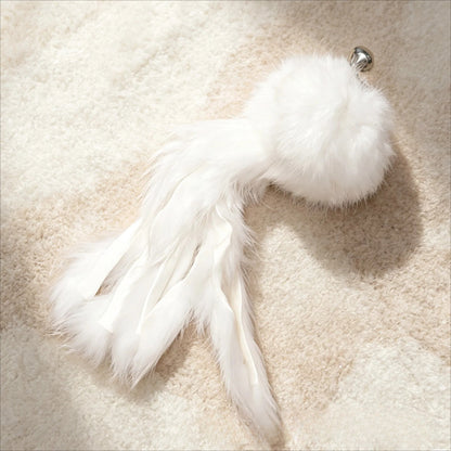 MOO Rabbit Fur Cat Wand Toy Set