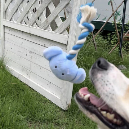 Petkin Elephant Rope Plush Toy held in hand, highlighting size and rope texture