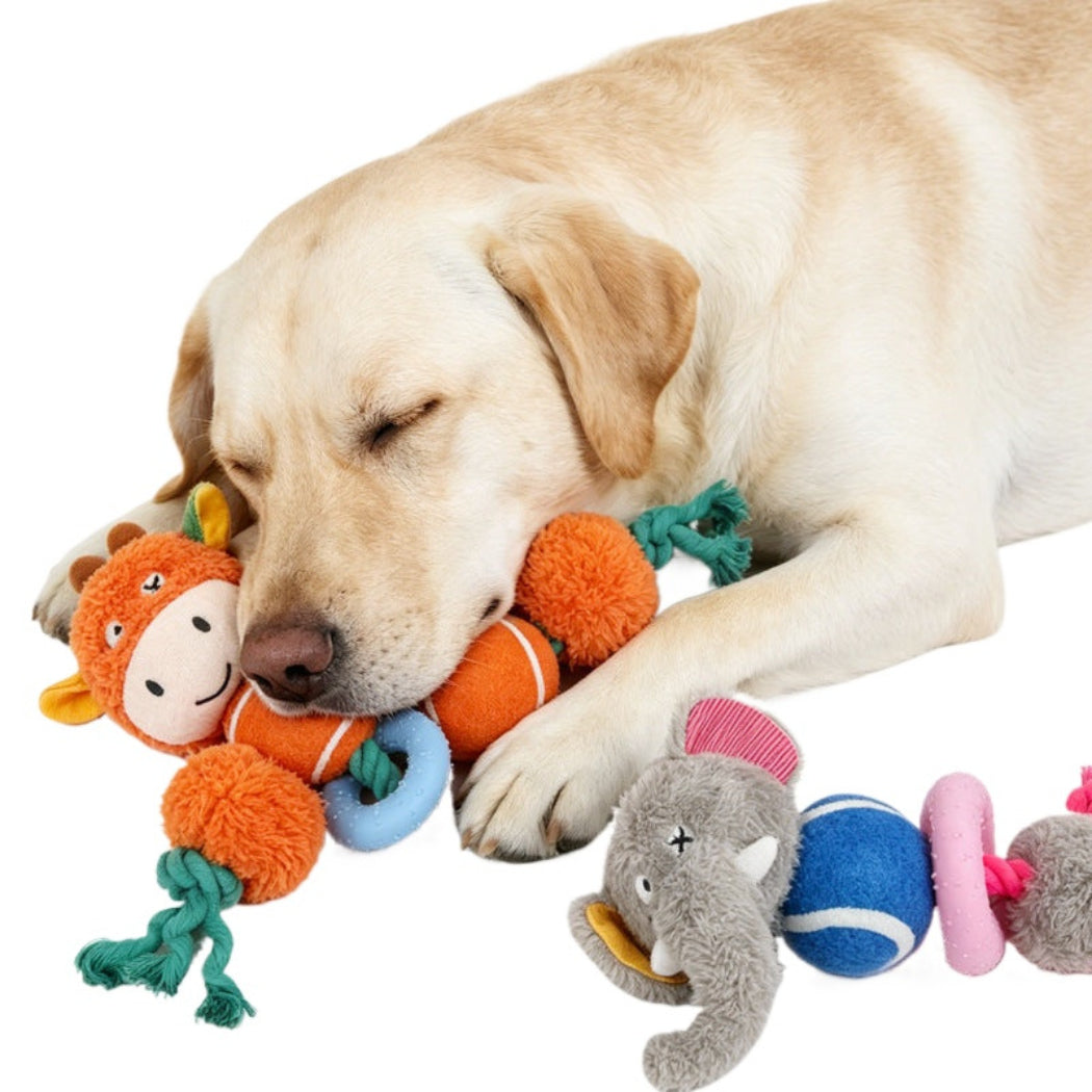 Petkin - Squeaky Plush Animal Rope Dog Toy
