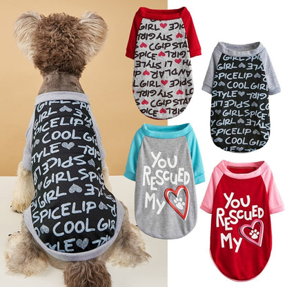 Ozzie - Heart Print Contrast Sleeve Pet Dog T-Shirt