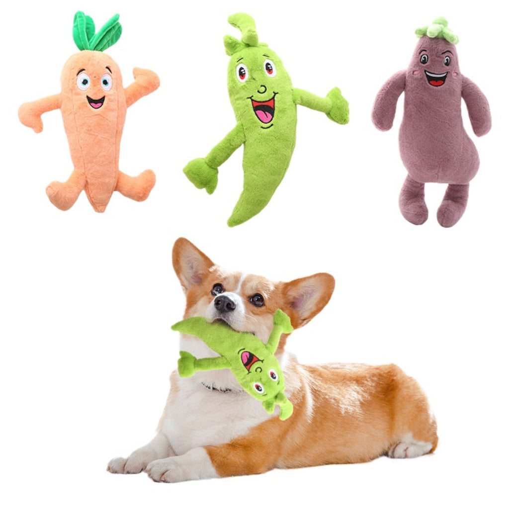 Petkin - Smiling Veggie Character Plush Dog Toy