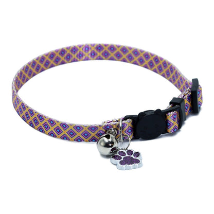 Mokka Boho Pattern cat collar on a white background with metal D-ring visible