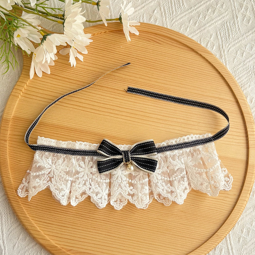Mokka - Princess Bow Lace Trim Cat Bib