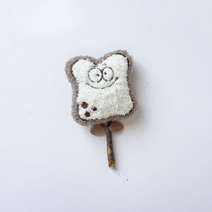 Moo plush cat stick toy displayed on a plain background highlighting its shape