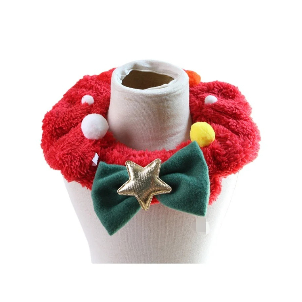 Mokka - Christmas Wreath Plush Ruffle Pet Neckwear