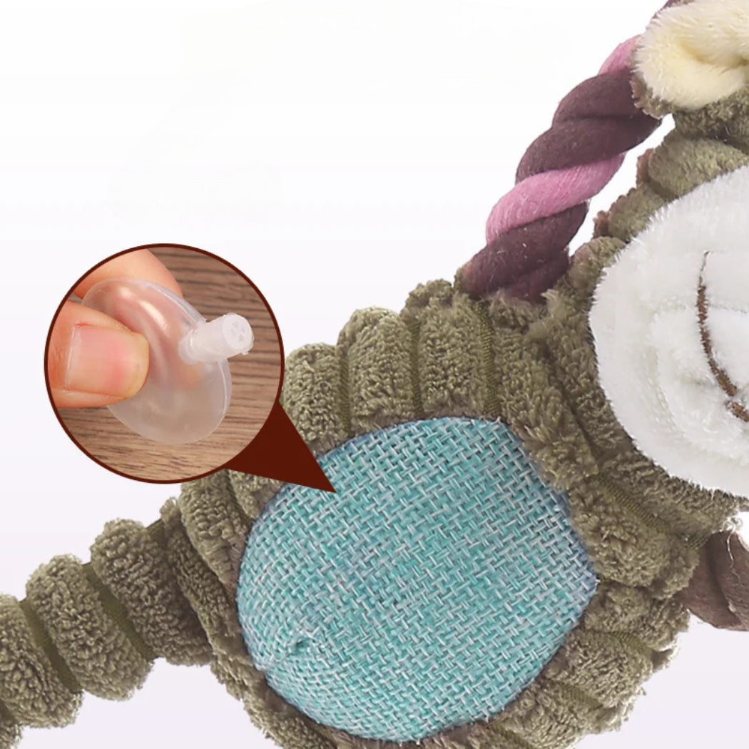 Petkin - Plush Animal Character Rope Loop dog toy
