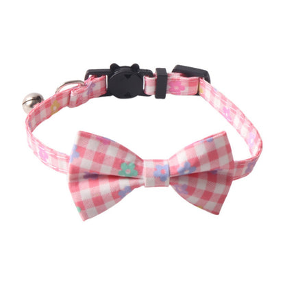 Mokka adjustable floral bow tie cat collar with bow tie centered on collar strap