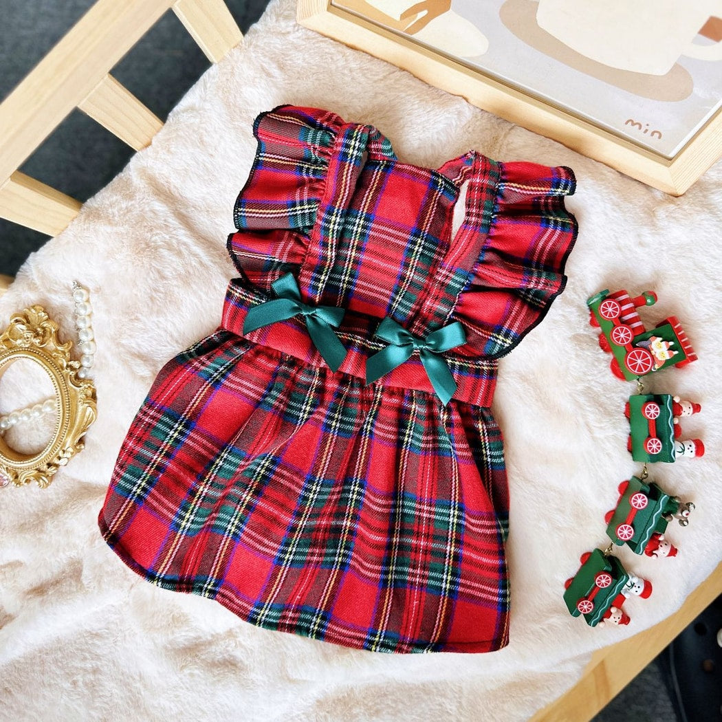 Ozzie - Plaid Bow Casual Dress Style Dog Dress