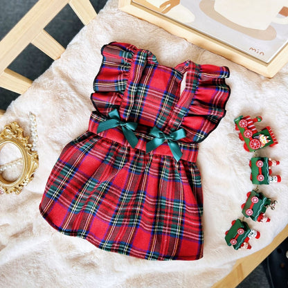 Ozzie - Plaid Bow Casual Dress Style Dog Dress