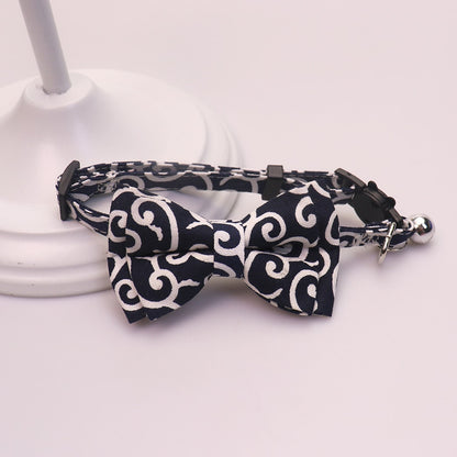 Mokka - Folksy Style Scroll Print Bow Cat Collar