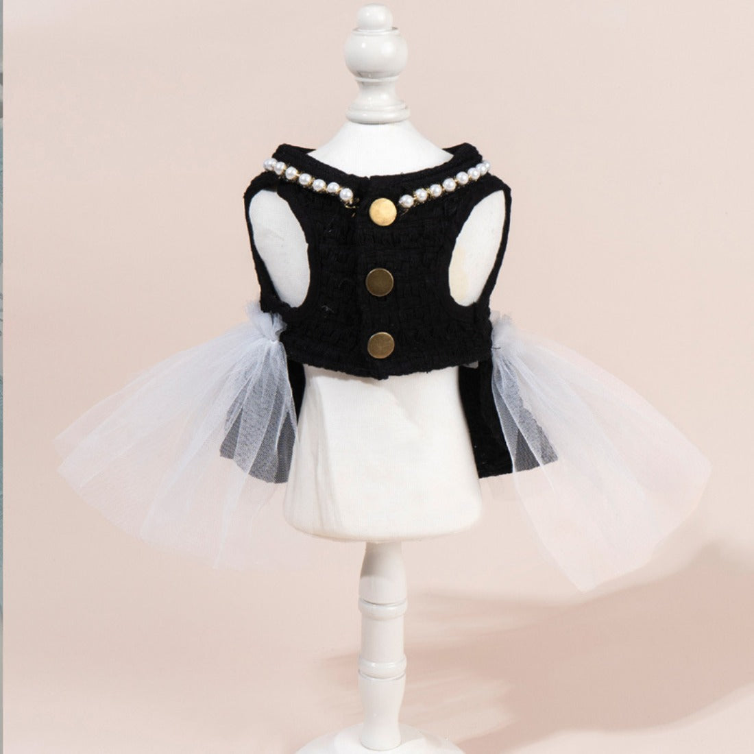 Close-up of tulle fabric texture on Ozzie princess pet dress