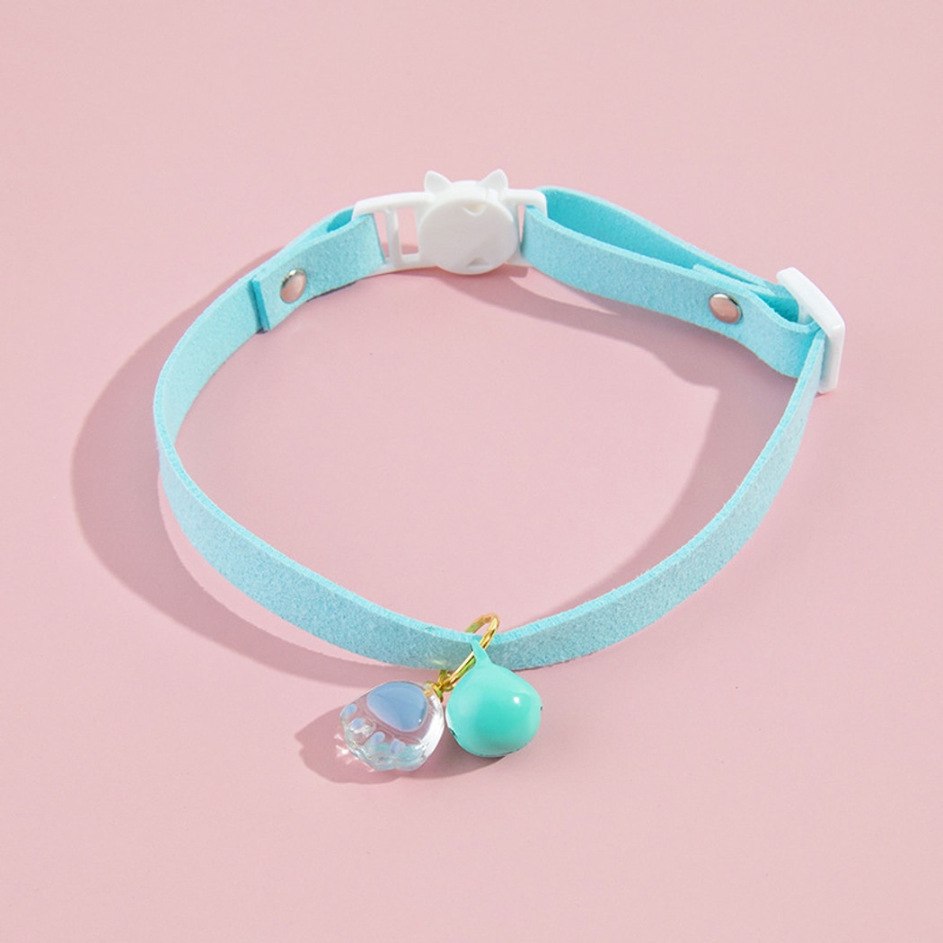 Mokka - Paw Charm Bell Accent Solid Cat Collar