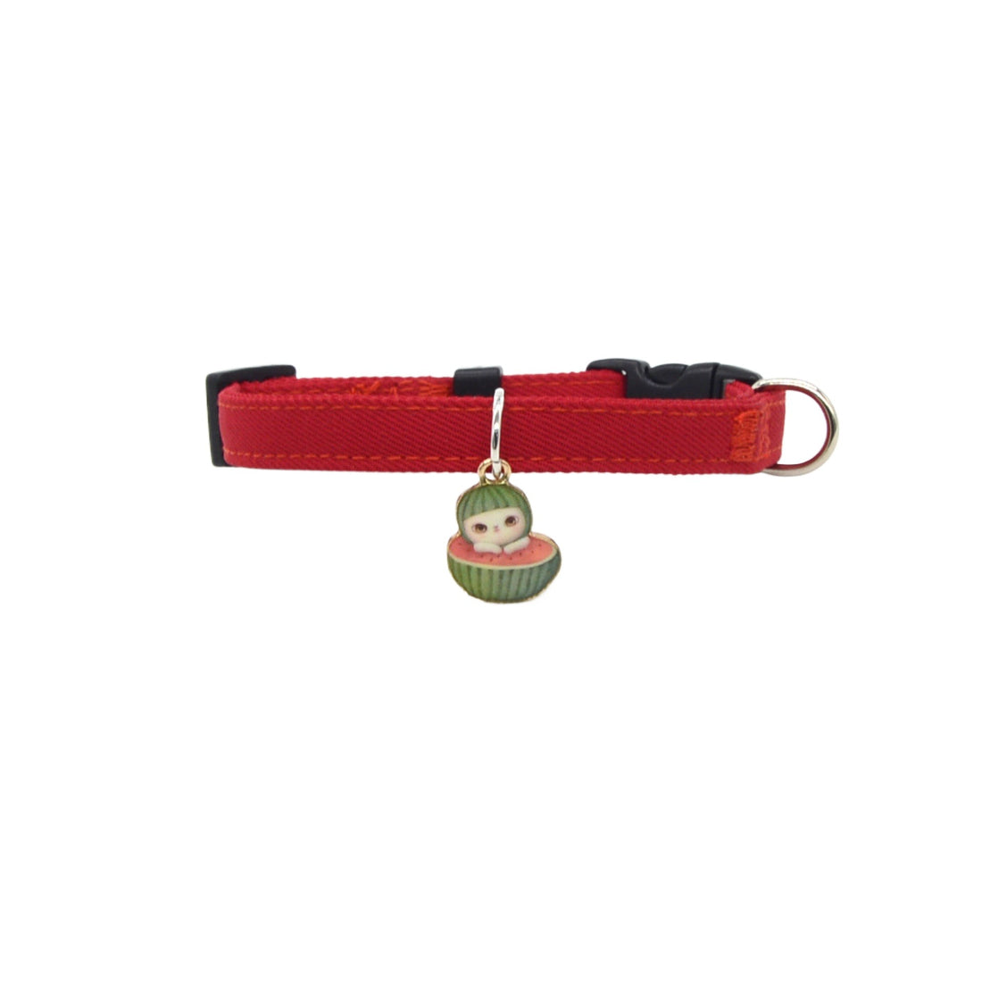 Close-up of the pink Mokka Lucky Doll Breakaway Collar showing the bell and clasp