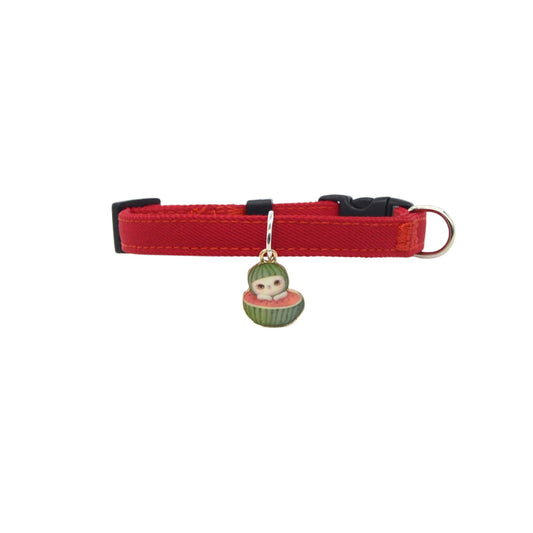 Close-up of the pink Mokka Lucky Doll Breakaway Collar showing the bell and clasp