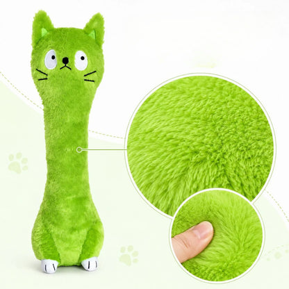 Petkin Green Cat Plush Dog Toy