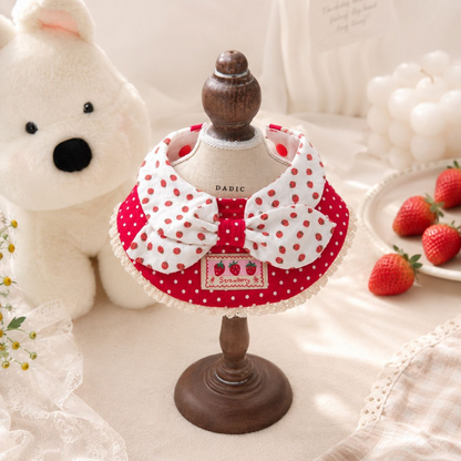Mokka - Strawberry Lace Bib Pet Neckwear