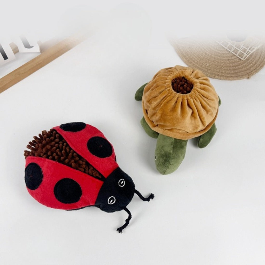 Snuffy animal snuffle plush toy in beige with multiple fabric layers for hiding treats