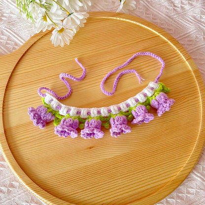 Mokka - Floral Princess Style Knit Cat Collar