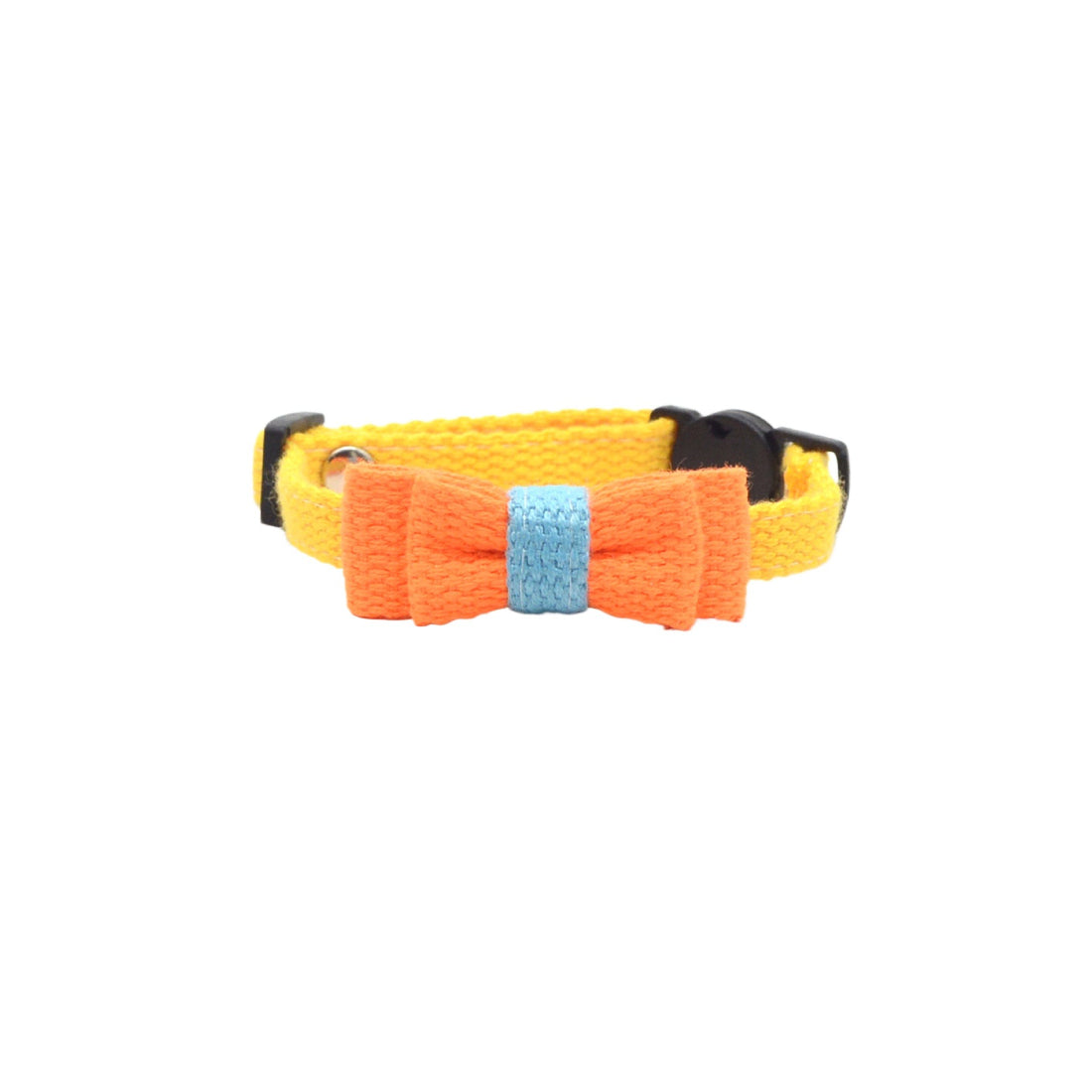 Mokka textured bow cat collar partially coiled showing inner lining