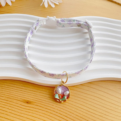 Mokka - Adjustable Floral Pendant Cat Collar