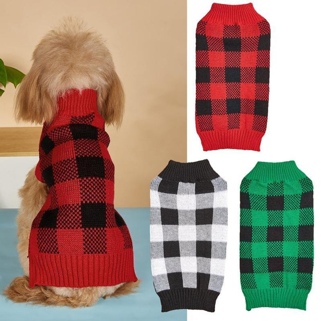 Ozzie - Classic Check Pullover Dog Sweater Outfit