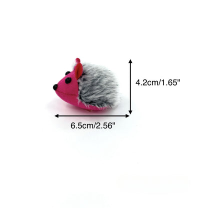 Close-up of Moo plush hedgehog cat toy showing textured fur