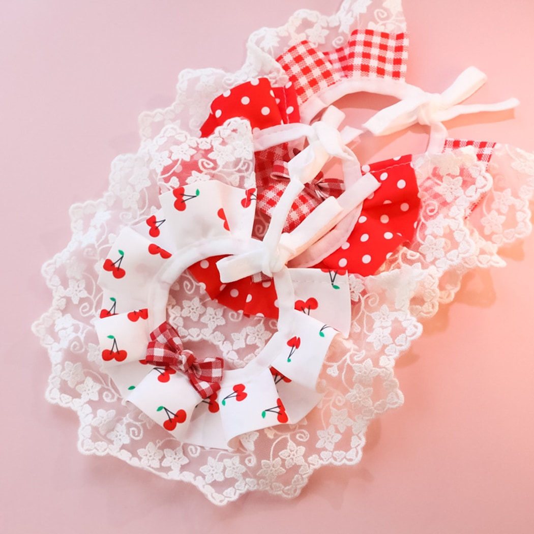 Mokka - Plaid Cherry Polka Dot Cat Collar