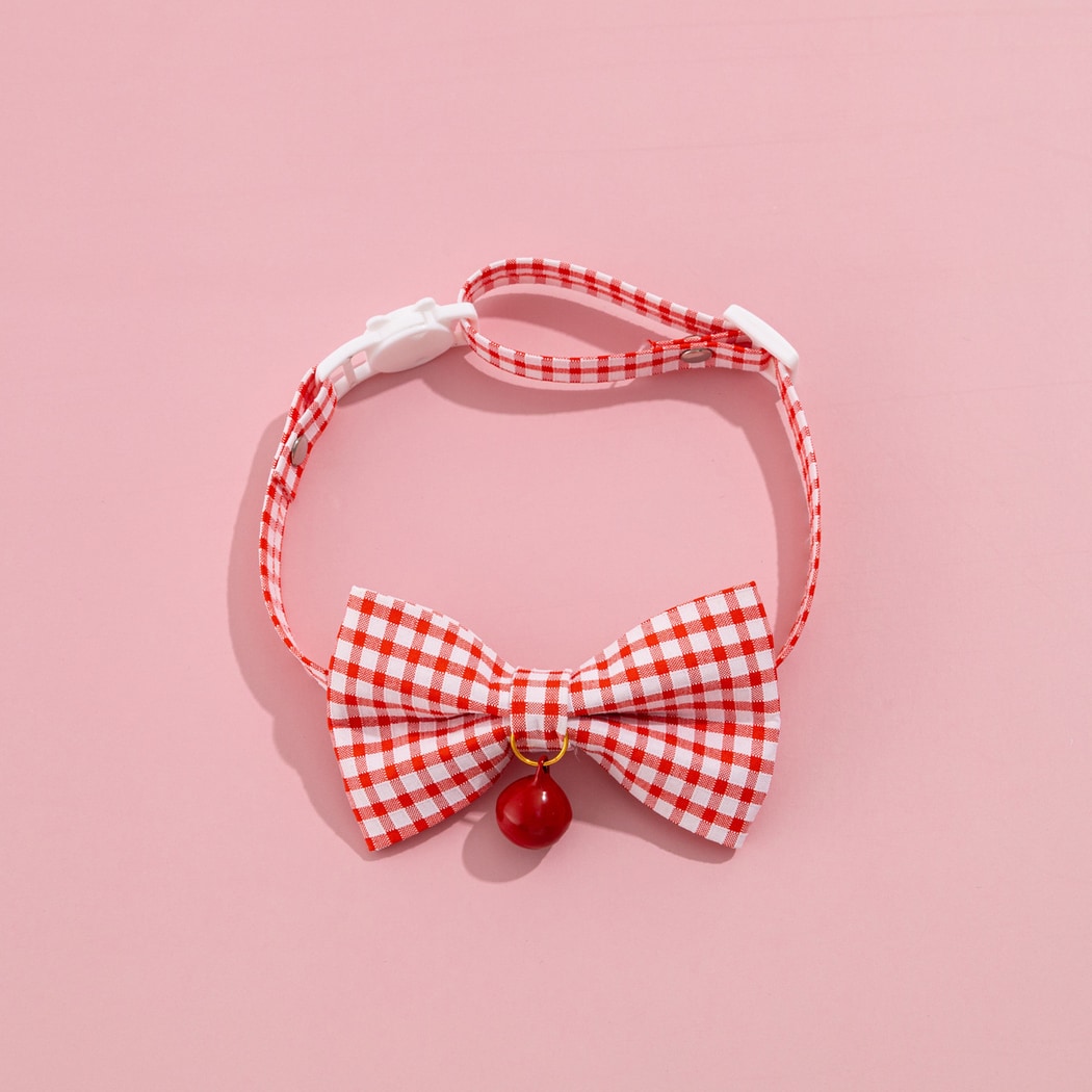 Mokka - Gingham Bell Accent Adjustable Cat Collar