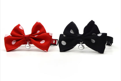 Mokka playful polka dot bow cat collar displayed on a white background
