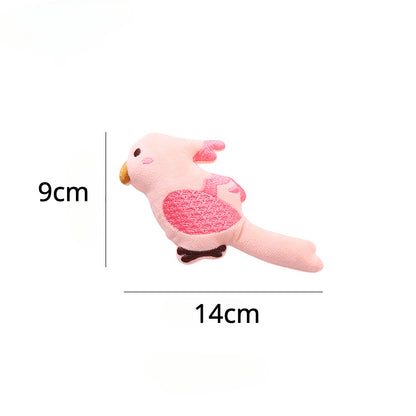Pink and white bird cat toy with feather accents from Moo 3 pcs bird cat toy collection