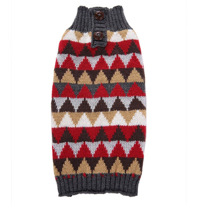 Ozzie - Red Geometric Knit Dog Sweater