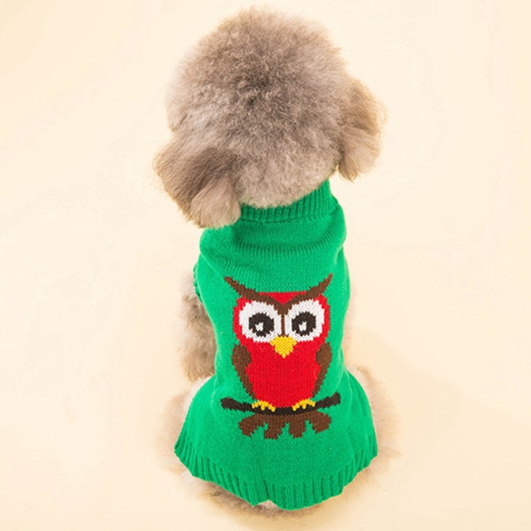 Ozzie - Owl Pattern Seasonal Dog Sweater for Puppies