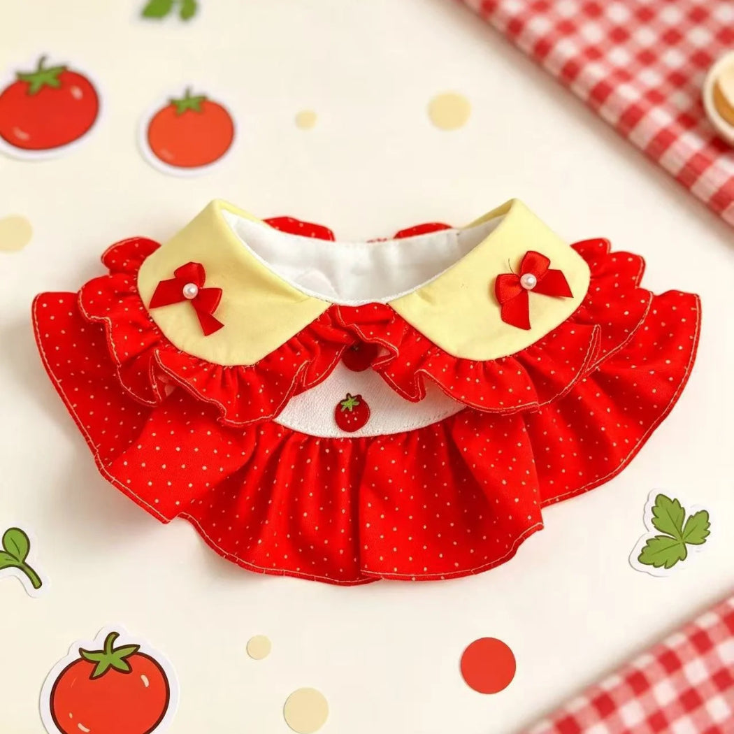 Mokka - Strawberry Bow Ruffle Cat Collar