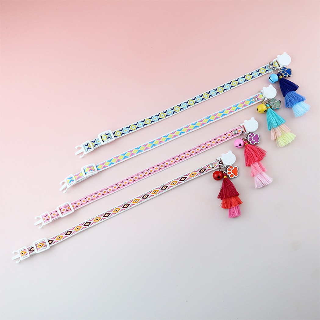 Mokka - Patterned Cat Collar with Tassel Accent