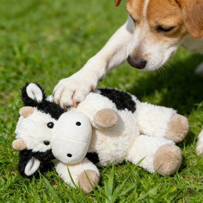 Petkin - Squeaky Cow Stuffed Play Dog Plush Toy