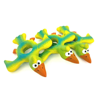 Close-up of Petkin Flying Bird rubber chew toy showing textured surface